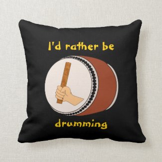 Id Rather be Drumming Japanese Taiko Drum Stick Throw Pillow