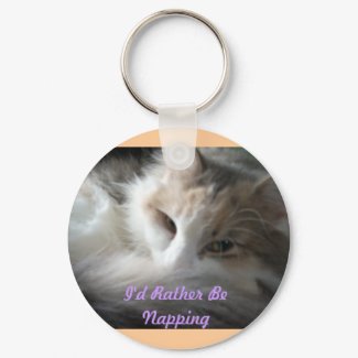I'd Rather Be Napping -calico keychain