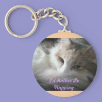 I'd Rather Be Napping -calico keychains