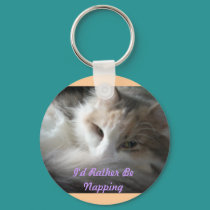 I'd Rather Be Napping -calico keychains