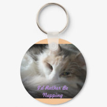 I'd Rather Be Napping -calico keychains