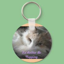 I'd Rather Be Napping -calico keychains