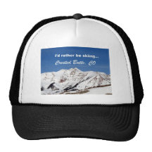 I'd rather be skiing, Crested Butte, CO Mesh Hats