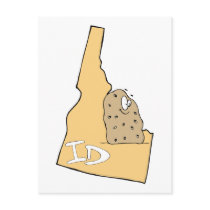 Idaho ID Map & Idaho Potato Spud Cartoon Motto Post Card