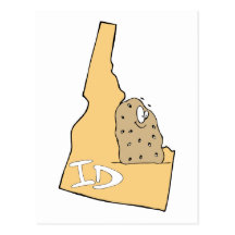 Idaho ID Map & Idaho Potato Spud Cartoon Motto Post Card