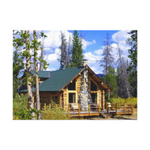Idaho Log Cabin Stretched Canvas Print