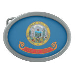 Idaho state flag oval belt buckle