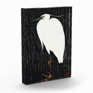 Ide Gakusui White Heron in Rain ukiyo-e japanese Acrylic Award