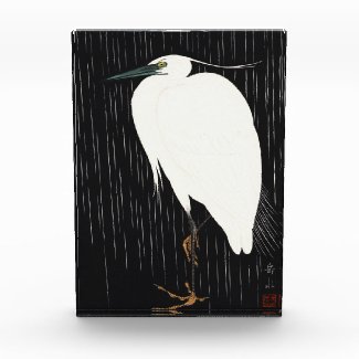 Ide Gakusui White Heron in Rain ukiyo-e japanese Acrylic Award