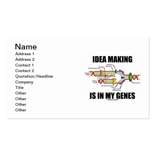Idea Making Is In My Genes (DNA Replication) Business Card Templates