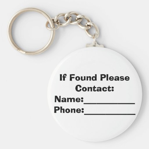 If Found Please Contact Keychain Zazzle