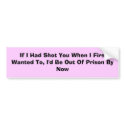 If I Had Shot You When I First Wanted To, I'd ... bumper stickers