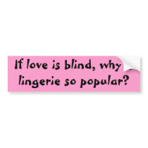 If love is blind, why is lingerie so popular? bumper stickers