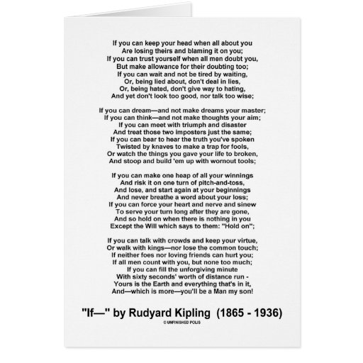 If Poem By Rudyard Kipling (inspirational Poem) Greeting Card 