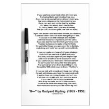 If- Poem by Rudyard Kipling (No Kipling Picture) Dry Erase Board