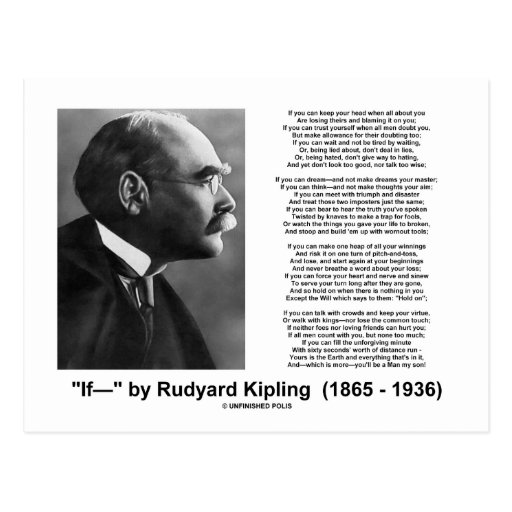 "If— " Poem By Rudyard Kipling Post Card