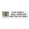 IF SHE THINKS I'M DEAD... MAYBE SHE ... bumper stickers