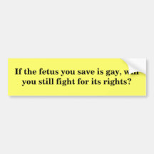 If the fetus you save is gay...? bumper stickers
