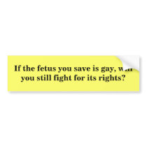 If the fetus you save is gay...? bumper stickers