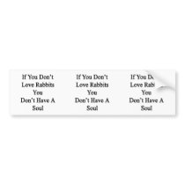 If You Don't Love Rabbits You Don't Have A Soul Bumper Sticker