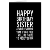 If You Fall Sister Funny Happy Birthday Card