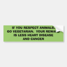 IF YOU RESPECT ANIMALS, GO VEGETARIAN.  YOUR REW.. BUMPER STICKER