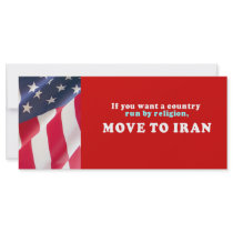 If you want a country run by religion move to Iran rack cards by AntiRepublican If you want a country run by religion move to Iran rack cards