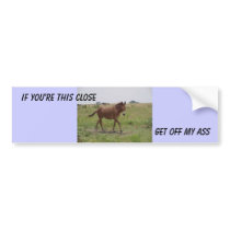 IF YOU'RE THIS CLOSE, GET OFF MY ASS bumper stickers
