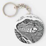 Iguana black/white keychain