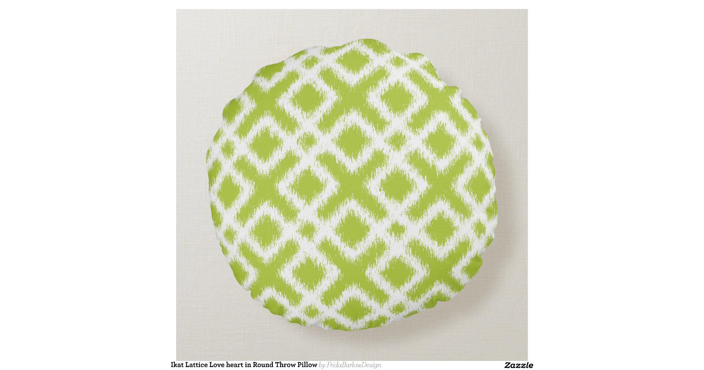Ikat Lattice Love heart in Round Throw Pillow Round Pillow Zazzle