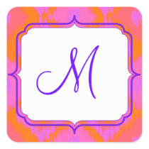 Ikat Tie Dye Pattern Retro Style Sticker Label