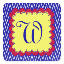 Ikat ZigZag Stripes with Curly Frame Sticker Label