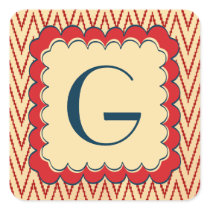 Ikat ZigZag Stripes with Curly Frame Sticker Label