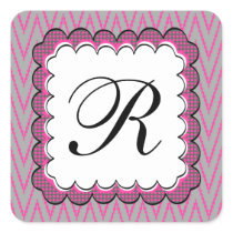 Ikat ZigZag Stripes with Curly Frame Sticker Label