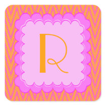 Ikat ZigZag Stripes with Curly Frame Sticker Label