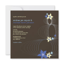Ikebana Blue Blooms 02 Wedding Invitation