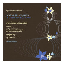 Ikebana Blue Blooms 02 Wedding Invitation