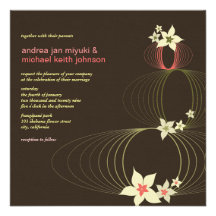 Ikebana Frangipani Pink Tropical Flower Wedding Personalized Invites