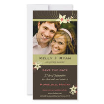 Ikebana Frangipani Pink Tropical Flower Wedding Personalized Photo Card