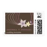 Ikebana Frangipani Purple Tropical Flowers Wedding Postage Stamp