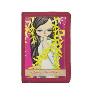 Ikeda Shuzo Flower Curtain young kawaii girl art Tri-fold Wallets