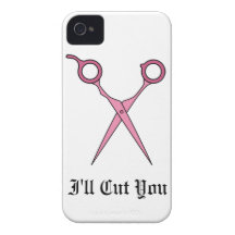 I'll Cut You (Pink Hair Cutting Scissors) iPhone 4 Covers