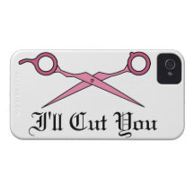I'll Cut You (Pink Hair Cutting Scissors) Case-Mate iPhone 4 Cases