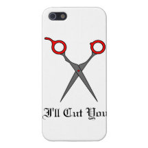 I'll Cut You (Red Hair Cutting Scissors) iPhone 5 Cases