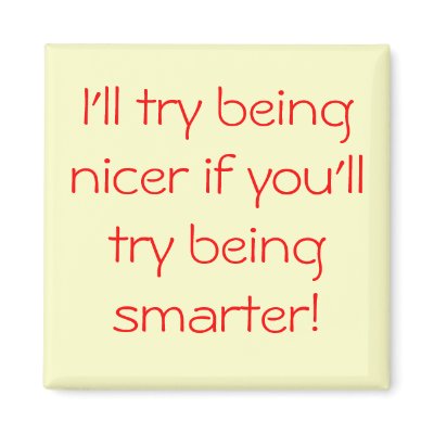 I'll try being nicer if you'll try being smarter! Fridge Magnet