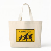 Illegal Aliens Crossing Highway Sign Canvas Bags