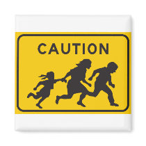 Illegal Aliens Crossing Highway Sign Fridge Magnet