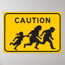 Illegal Aliens Crossing Highway Sign Print