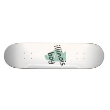 Illinois Boy on Child's Illinois Map Drawing Skate Decks