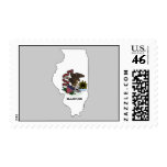 Illinois Flag Map Stamp
